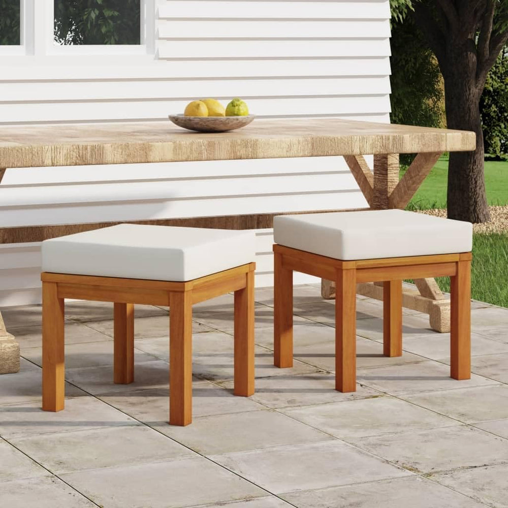 Patio Stools with Cushions 2 pcs 15.7"x15.7"x16.5" Solid Acaci...