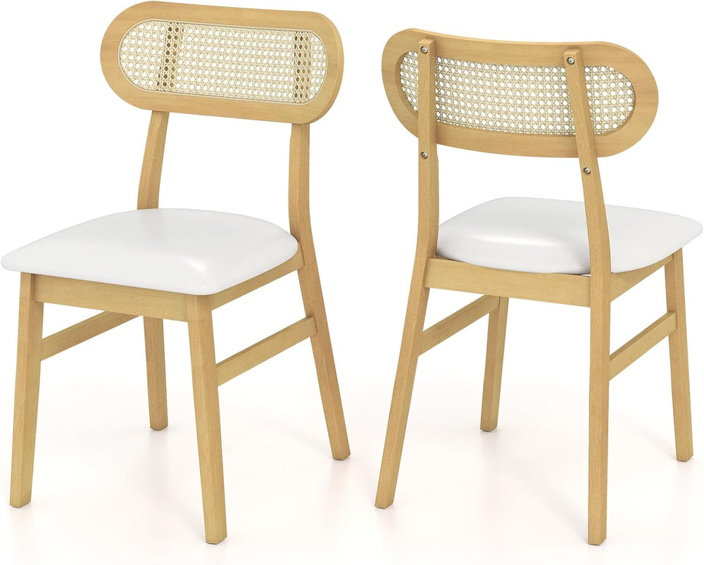 Giantex Wooden Dining Chairs Set of 2, Faux Leather Upholstered Kitchen Chair...