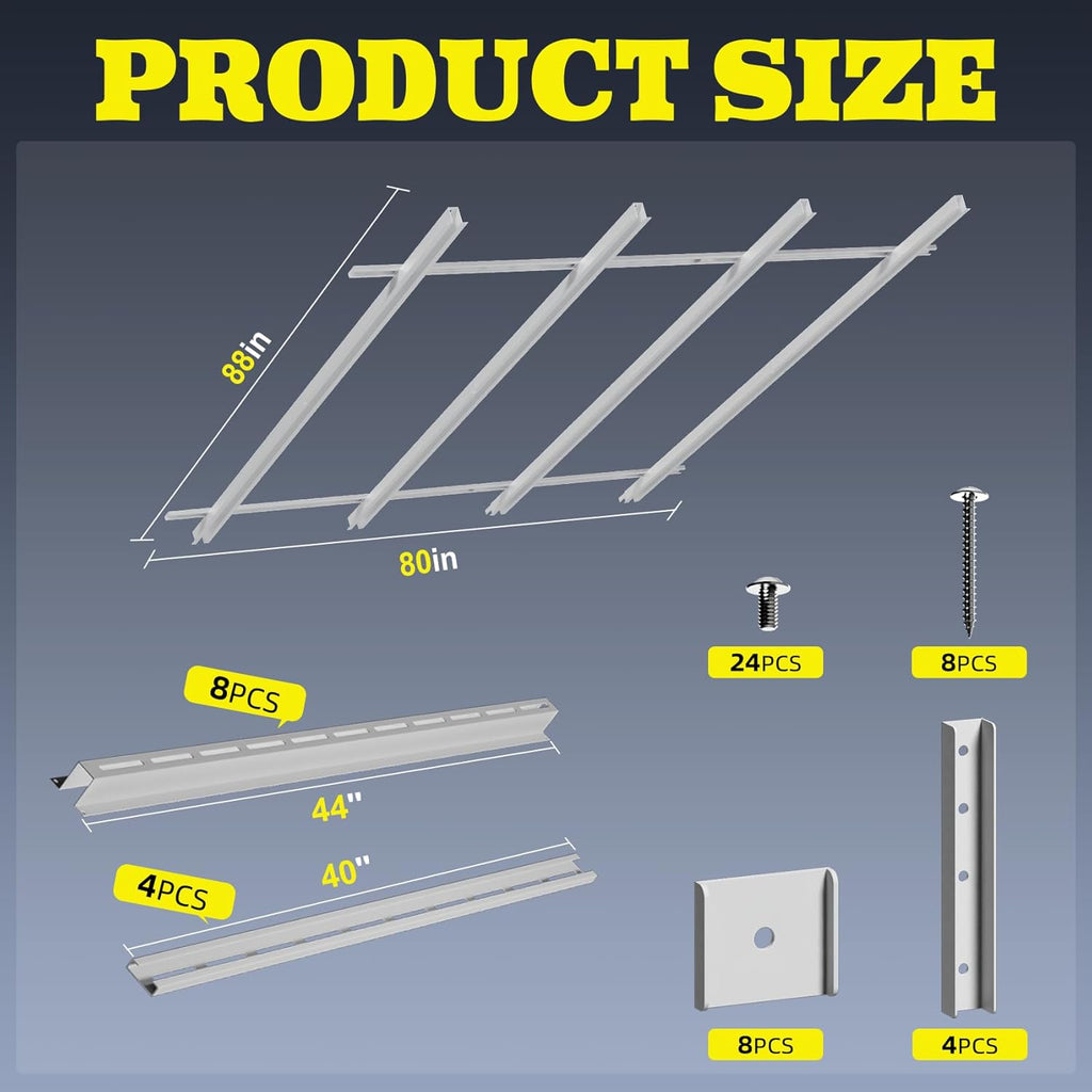 Overhead Garage Storage Rack Extra Large-Organizes Up to 15 Tote Bins 0.1-inch Thickened Heavy Alloy Steel Garage Tote Storage System with Adjustable Rails-Ceiling Storage Rack