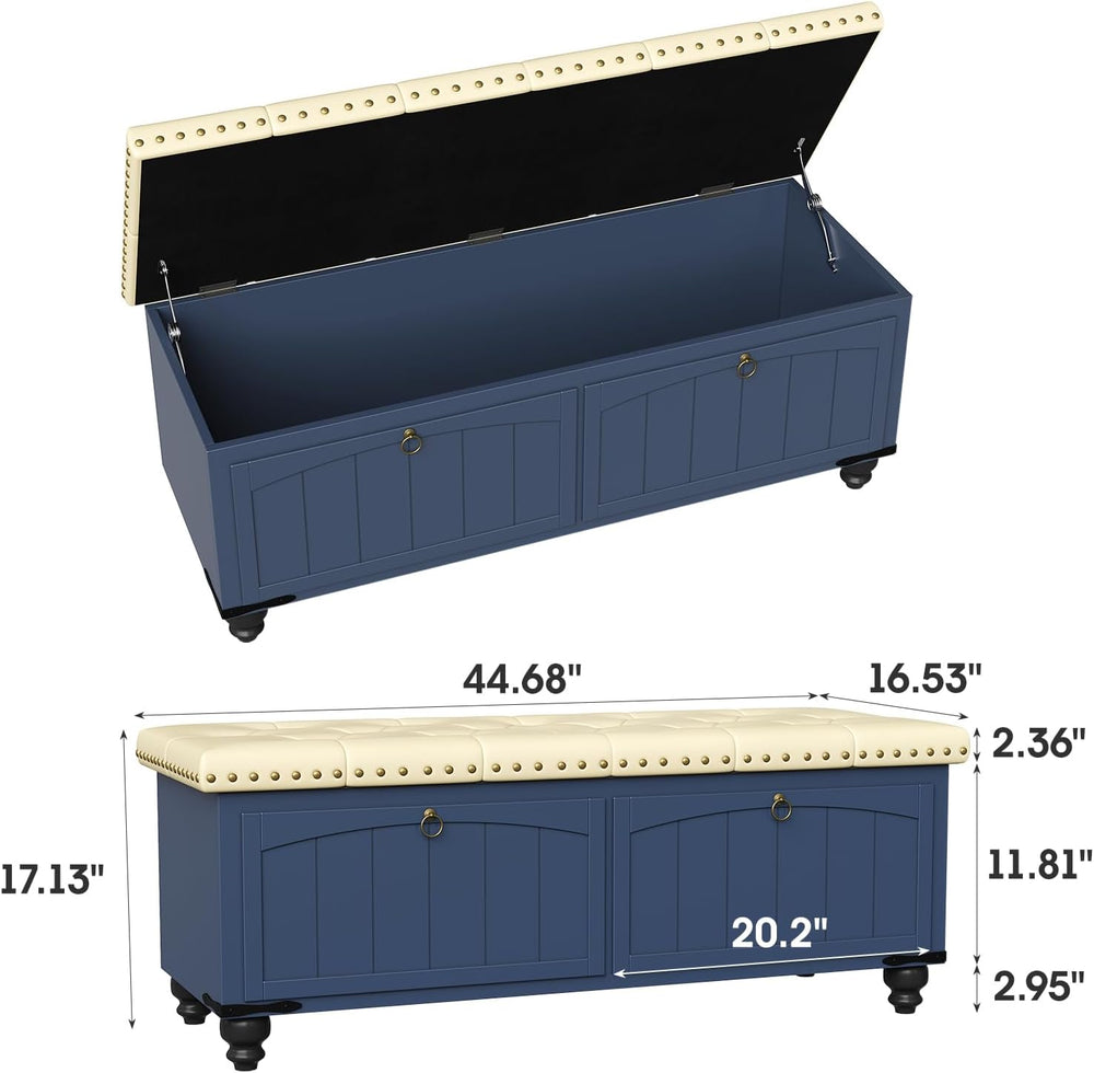 Maupvit Ottoman with Storage, Wooden Storage Ottoman Bench with Safety Hinge,...