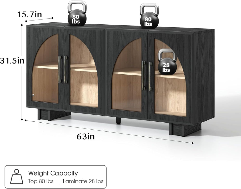 JOINICE Sideboard Buffet Cabinet with Storage,63” Modern Accent Console Cabin...