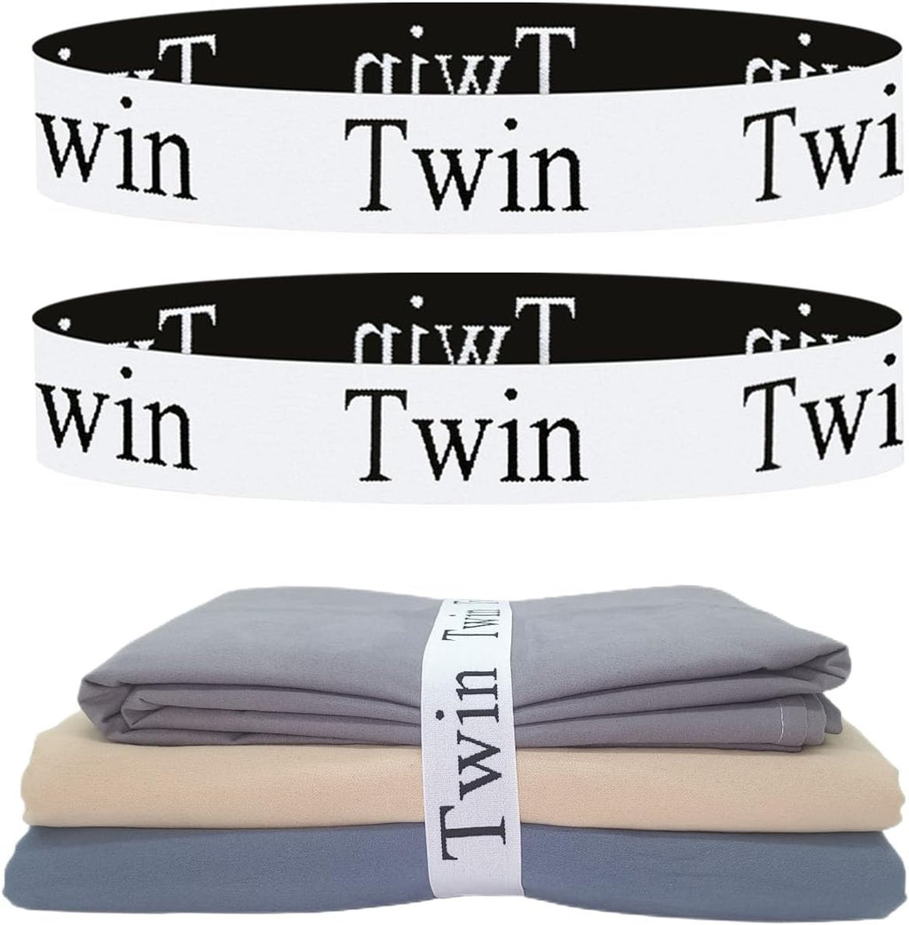 2 Pieces Bed Sheet Organizer Bands, Sheet Organizers and Storage Label Bands, Sheet Label for Bedding, Sheets Organizer for Closet,Sheet Keepers Linen Labels Bedding Bands (2Pcs Twin)