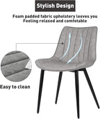 4 PCS Faux Leather Dining Chairs, Mid Century Modern Leisure Upholstered Chair with Metal Legs for Kitchen Living Room Gray