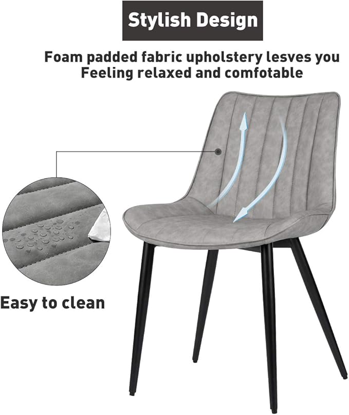Faux Leather Dining Chairs Set of 2 Mid Century Modern Leisure Upholstered Ch...