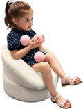 Mini Toddler Chair Comfy - 17.3'' Compact Kids Couch with Carry Handle, Soft Teddy Plush Toddle Chair, Washable Cover & Sturdy Design for Nursery & Playroom - White