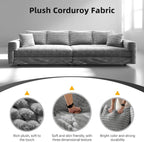 KEIKI 102.4" Sectional Couches, Modern Comfy Upholstered Sofa Cloud Couch, Deep Seat 4 Seat Sofa Set with Soft Pillows and Movable Ottoman for Living Room Bedroom,Apartment,Office, Grey