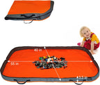 Toy Storage Basket Play Mat for Building Bricks & Blocks - Toy Storage Bags Play Mat with Zipper - Easy use to keep the Kids Rooms neat & tidy - 55 Inches Large size - Orange