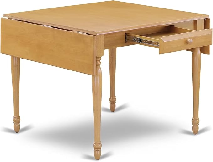 East West Furniture MZAV3-OAK-C 3 Piece Dining Room Furniture Set Contains a Rectangle Kitchen Table with Dropleaf and 2 Linen Fabric Upholstered Dining Chairs, 36x54 Inch, Oak