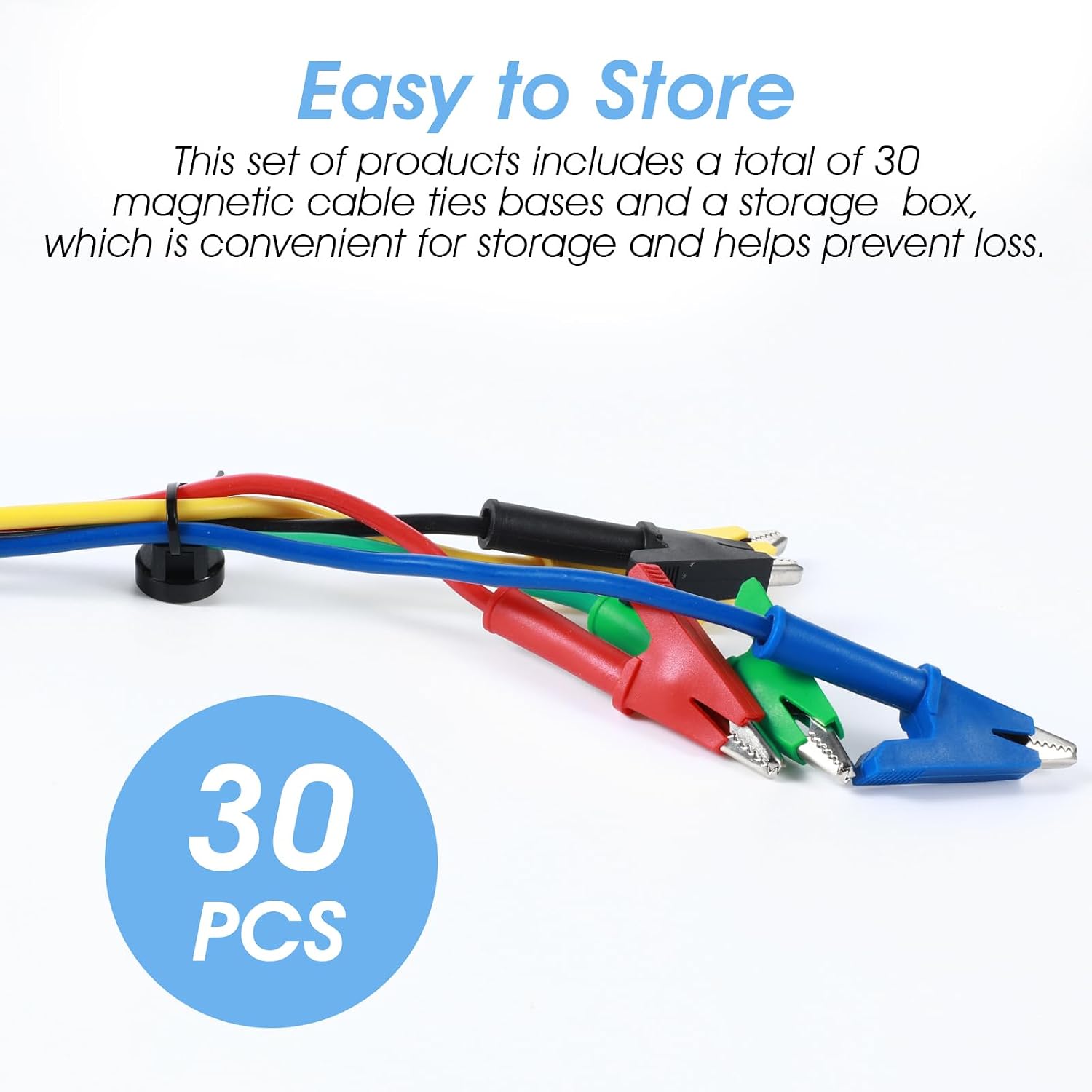 30 Pcs Magnetic Zip Tie Mounts Magnetic Cable Clips Organize and Secure Cable Wires with Powerful Multipurpose Ties Mount Base for Electrical Wire