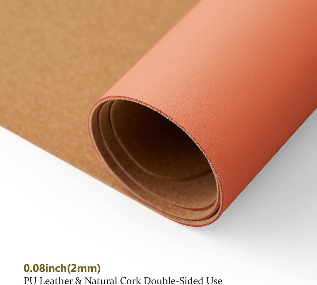 Cork Desk Mat - Dual-Sided Desk Pad for Office and Home - Desk Organization and Accessories - Ideal for Large Mouse Pad and Desk Mats on Top of Desks(Orange,27.6"x 13.8")