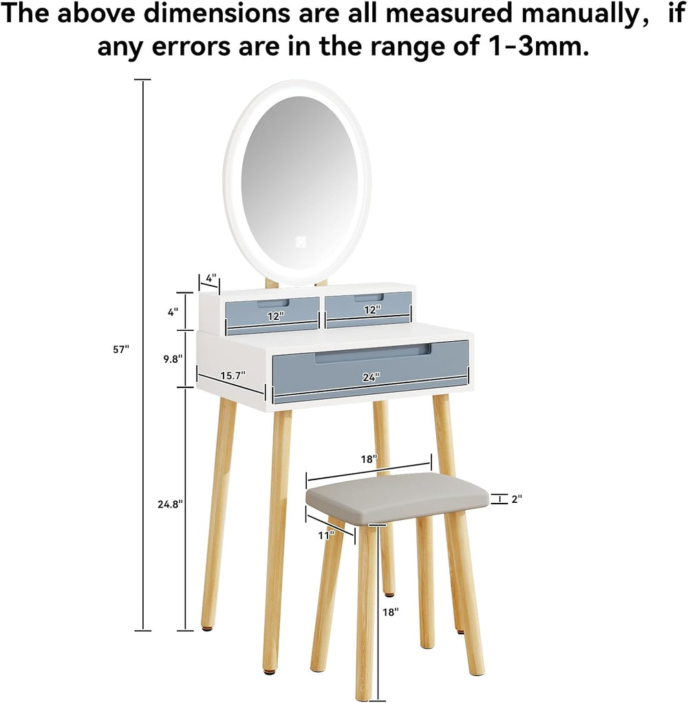 YOURLITE Small Makeup Vanity Desk with Mirror and Lights | Compact Vanity, 3 ...