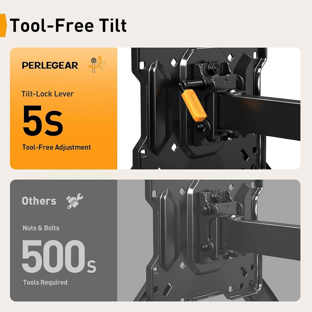 Perlegear Long Arm TV Wall Mount for 32-65″ TVs, 37.4” Long Extension | Max V...