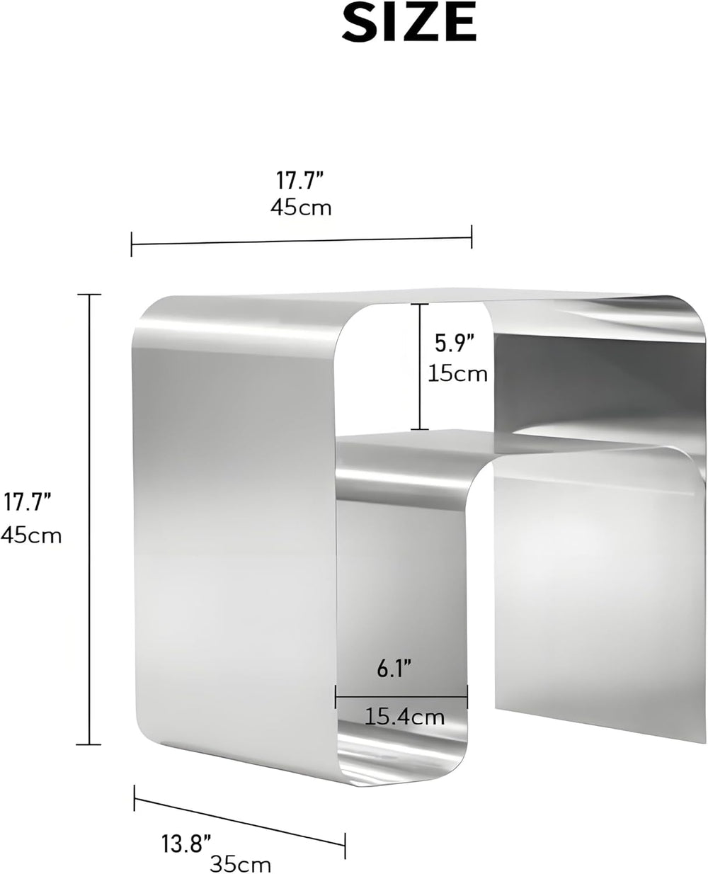 Modern Stainless Steel Side Table,Minimalist Nightstand and Sofa Table Silver...