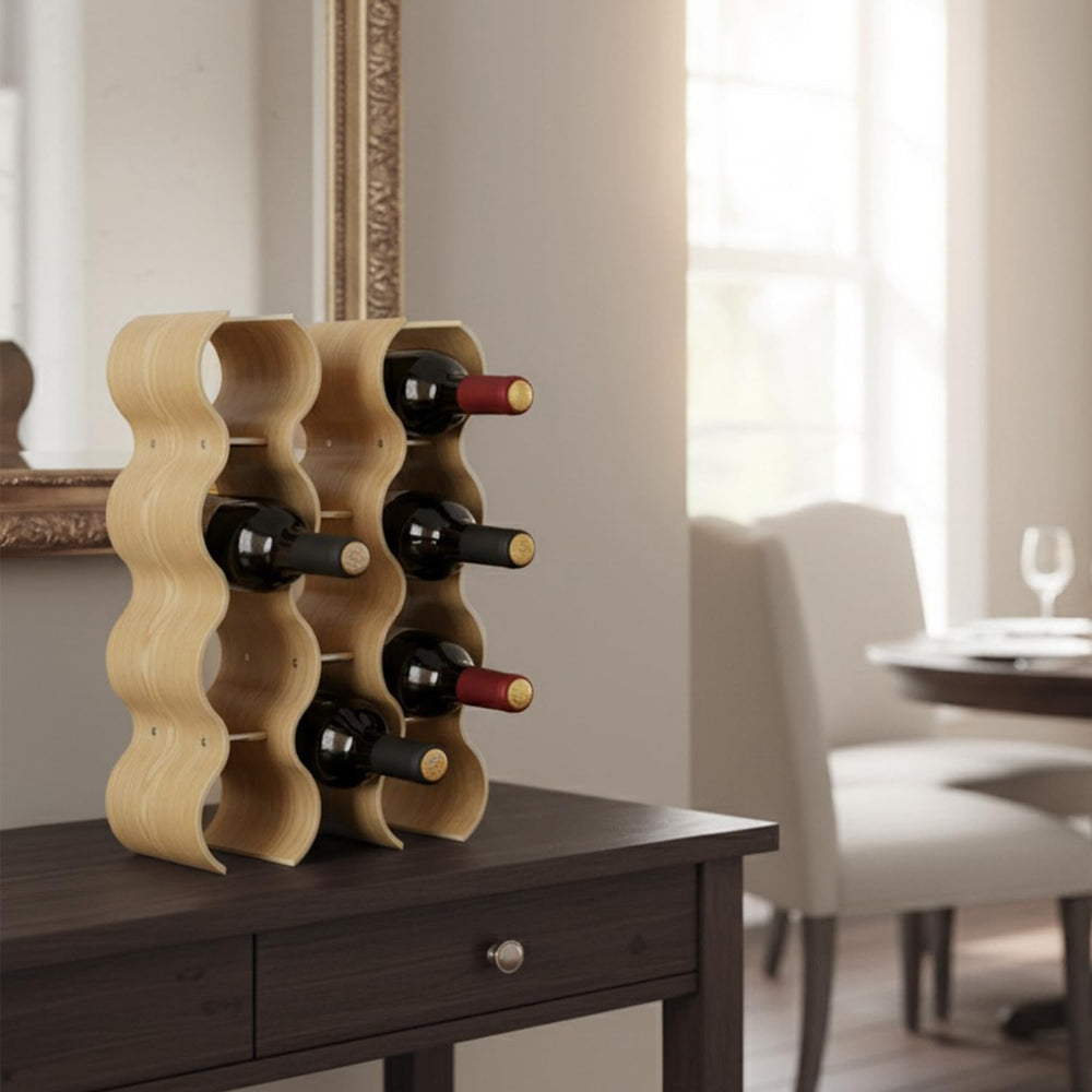 4-Tier Wine Rack Countertop, 14 Bottles Wooden Wine Holder Inserts for Cabine...