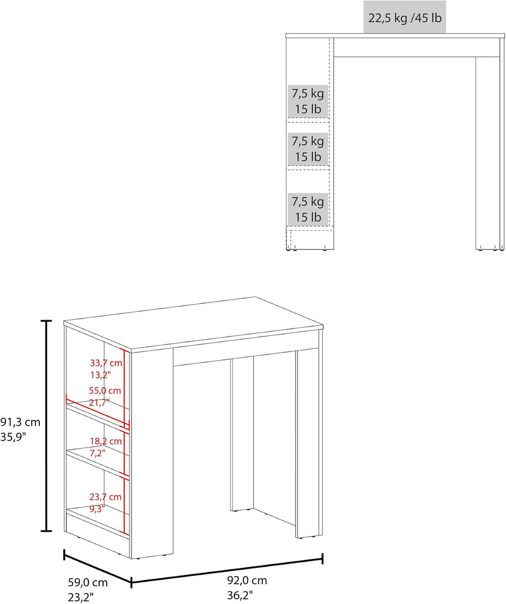 Kitchen Island with Dining Surface and Storage Shelves | Includes three acces...