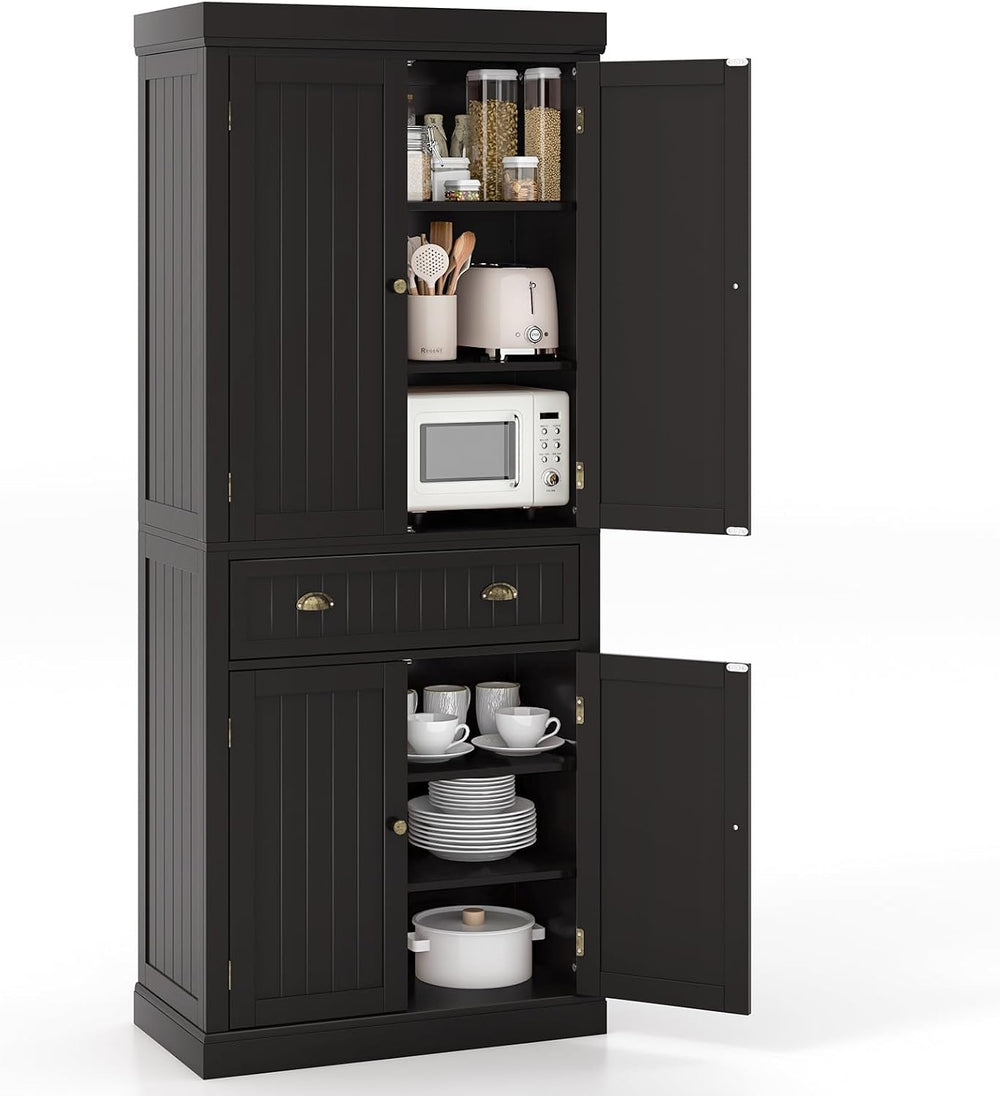 Tangkula 72" H Kitchen Pantry Cupboard Cabinet, Traditional Freestanding...