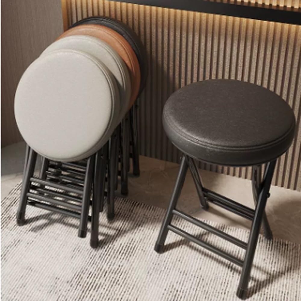 20" Home Folding Stool Collapsible Padded Bar Stool Round Kitchen Stools...