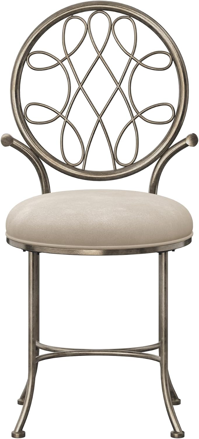 Hillsdale O'Malley Metal Vanity Stool with Spiral Pattern Design, Antique...