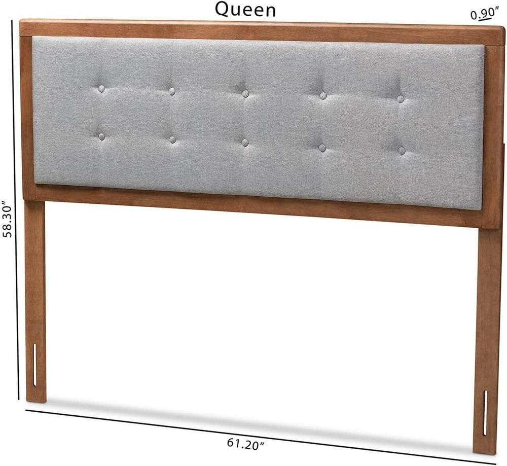 HomeStock Upholstered Headboard, Walnut Brown, Wall Mount, Mid-Century Modern...