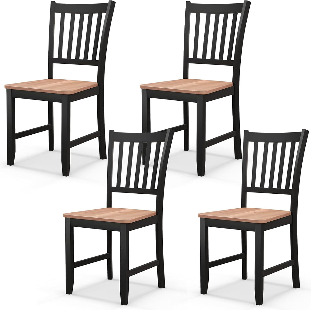 NAFORT Wooden Dining Chairs Set of 4, High Back Kitchen Chairs with Solid Rub...