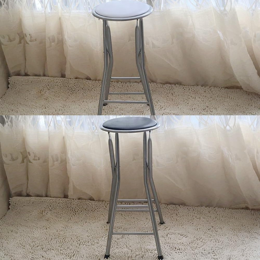 Portable Round Folding Bar Stool, High Chair, Backless Fold up Stool for Home...