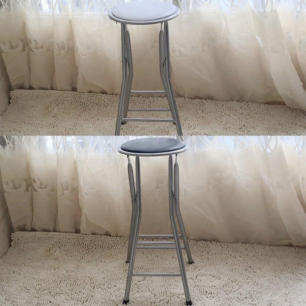 Portable Round Folding Bar Stool, High Chair, Backless Fold up Stool for Home Adults Kitchen Garden, Sitting Height 70cm(27.5inch) (Color : Black)
