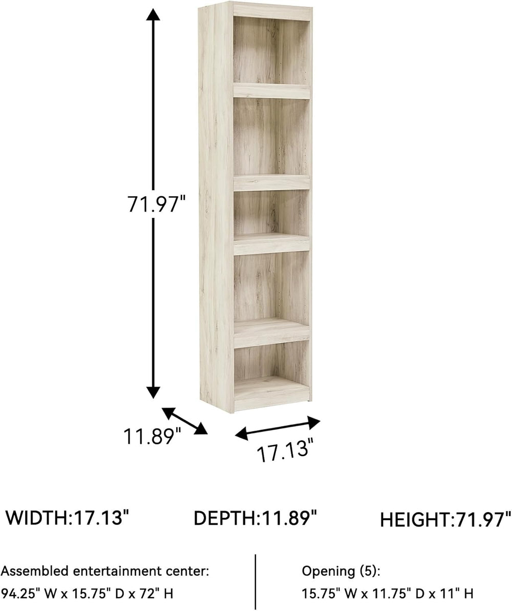 Signature Design by Ashley Bellaby Tall White Bookcase Pier, Whitewash
