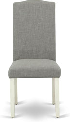 East West Furniture V027EN206-5 5 Piece Kitchen Table & Chairs Set Includes a Rectangle Dining Room Table with V-Legs and 4 Dark Shitake Linen Fabric Parsons Chairs, 40x72 Inch, Multi-Color