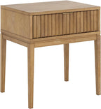 Nathan James Boho Jasper Wood Nightstand with Drawer, Fluted Side Table or End Table with Storage, Light Brown