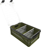 SIDIO Weather Resistant Stackable Storage Bins for Organization - Half-Size Plastic Bin with Dividers for Garage Organization, Home Storage - Heavy Duty Organizer Box (Green)