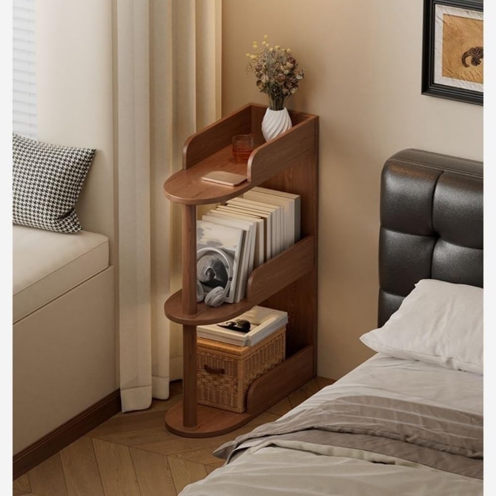 Solid Wood Side Tables Multi-Layer Storage Rack Bedside Table End Table Books...