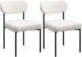 HOMMPA Dining Chairs Set of 2 Boucle Upholstered Kitchen Chairs with Curved Backrest Modern Dinner Chair with Metal Legs for Dining Room Living Room Vanity White