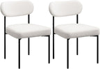 HOMMPA Dining Chairs Set of 2 Boucle Upholstered Kitchen Chairs with Curved Backrest Modern Dinner Chair with Metal Legs for Dining Room Living Room Vanity White