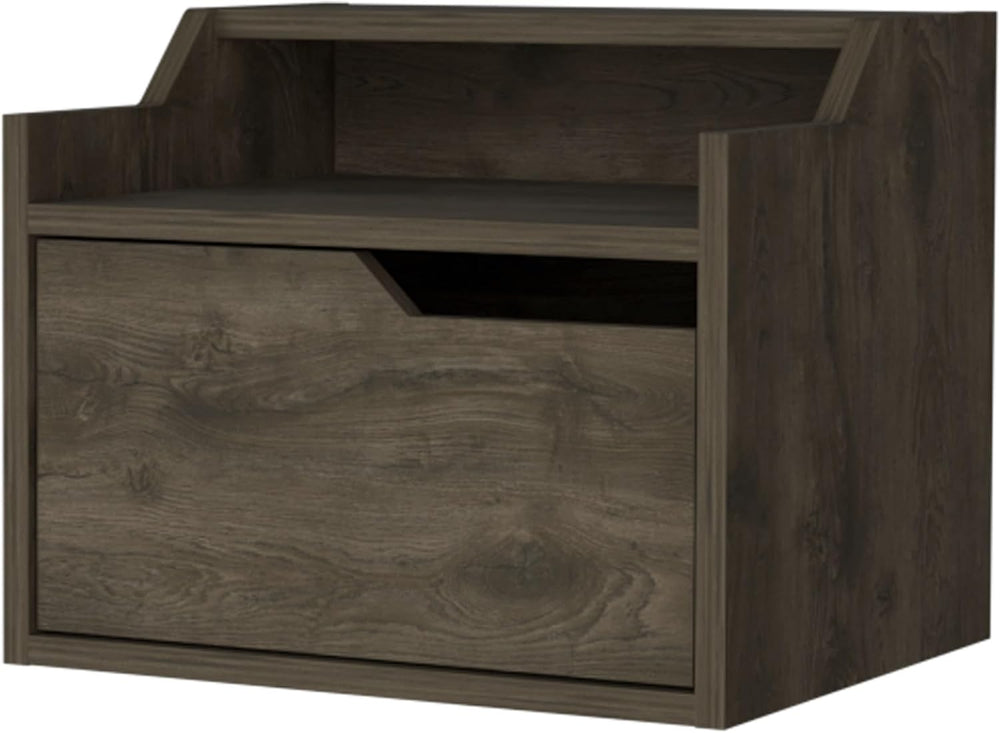 Floating Nightstand with Drawer and Dual-Shelf Display,for Small Spaces