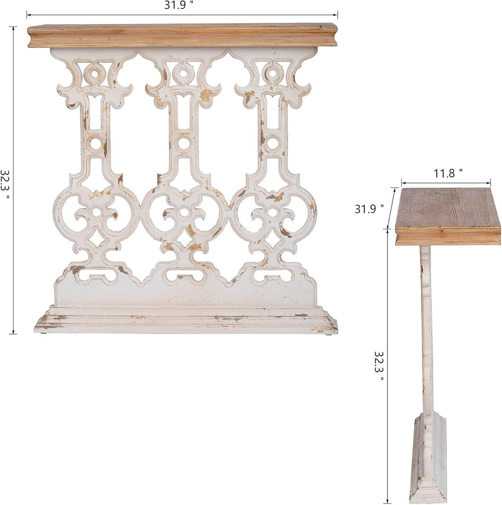31.9" Small Console Table, Retro Farmhouse French Country Vintage Consol...