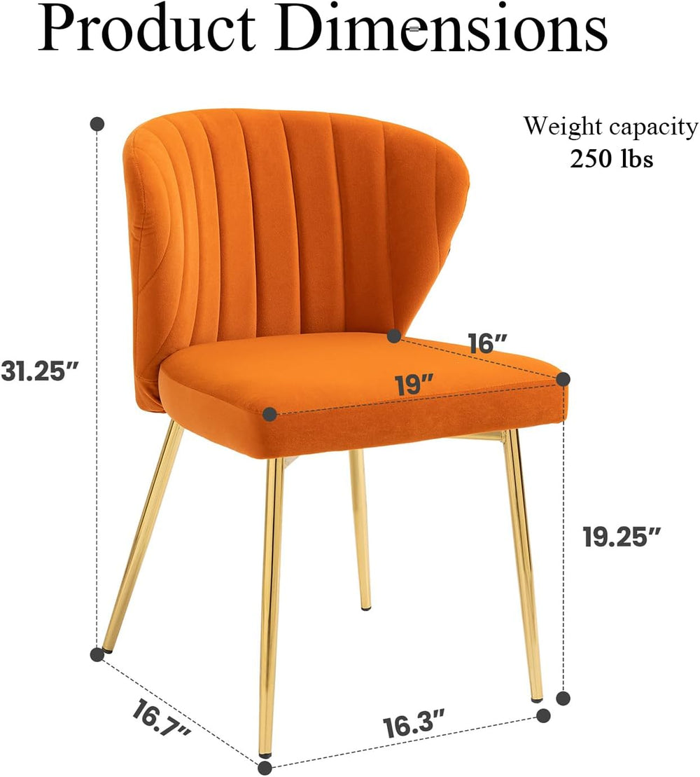 Velvet Dining Chairs Set of 2, Modern Upholstered Vanity Chairs with Golden M...