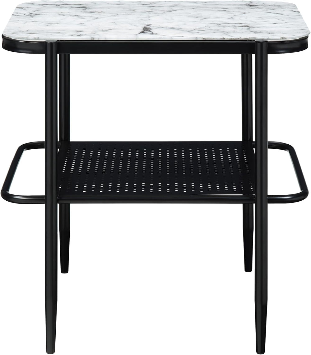 3pc Occasional Table Set with Tempered Glass and Metal Base | Includes 1 coff...
