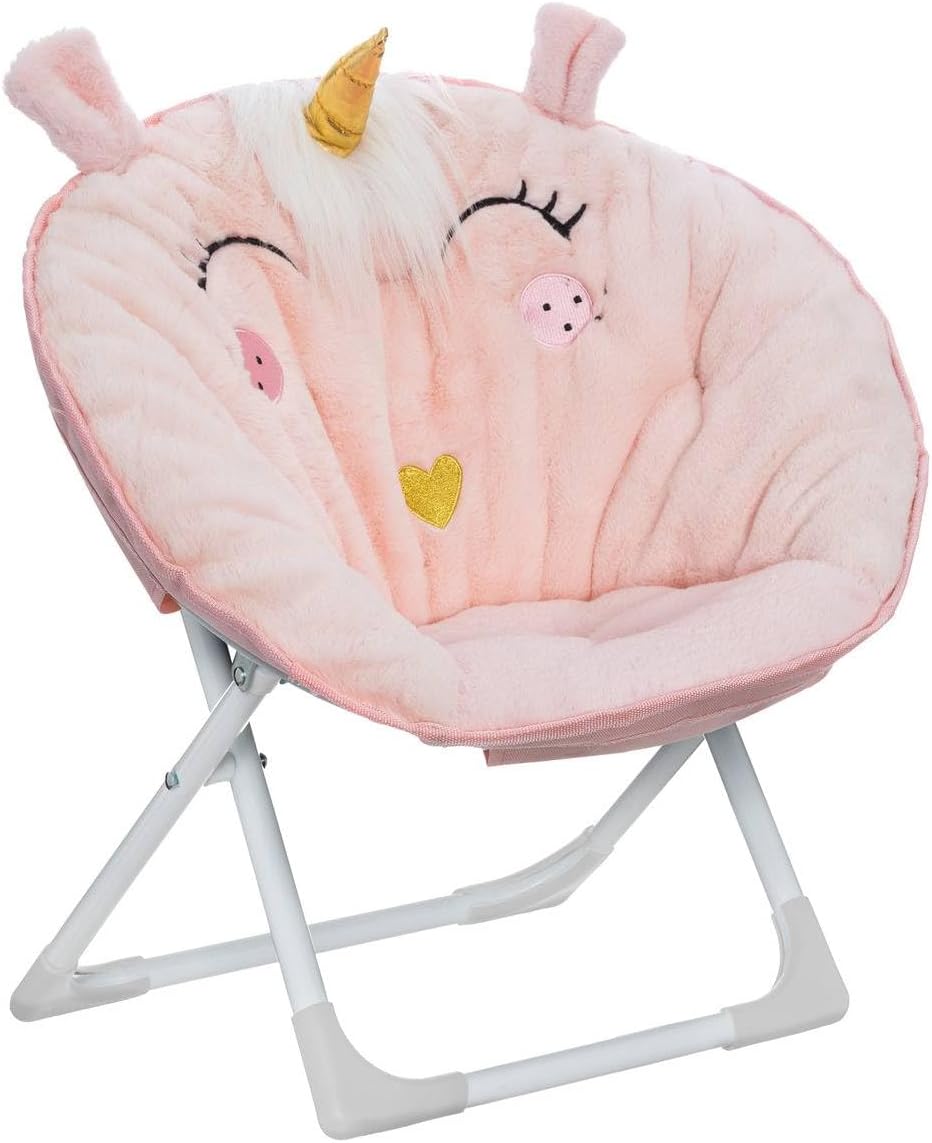 Atmosphera Children's Unicorn Chair in Light Pink Fabric H 50 cm