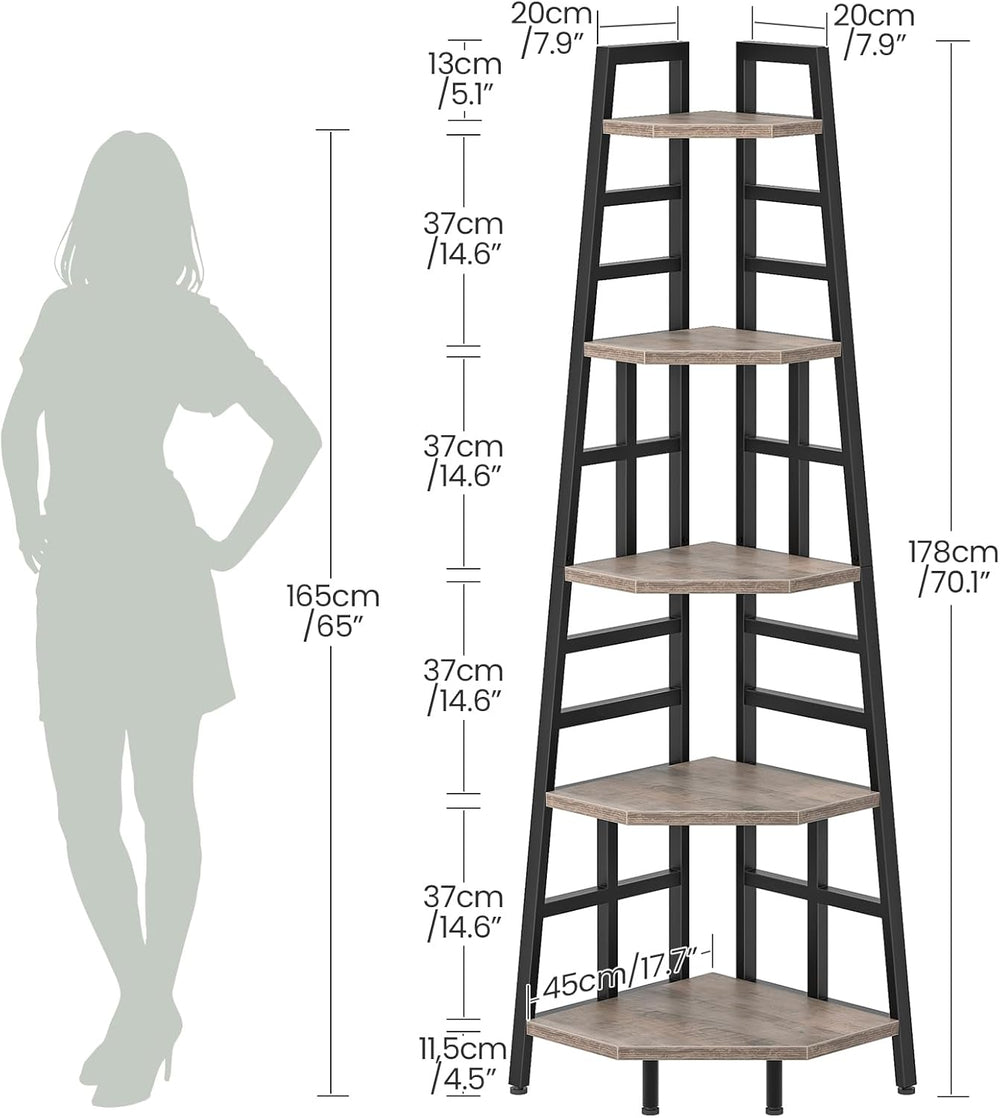 CHOEZON 70.1-Inch 5-Tier Tall Corner Shelf, Narrow Bookshelf for Small Spaces...