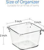 Ravinte 6 Pack Drawer Organizer - 3" X 3" Plastic Storage Bins, Acrylic Organizers with Non-Slip Pads Clear Desk Storage Tray for Makeup, Jewelries, Kitchen Utensils, Bathroom and Office