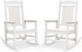 SERWALL Oversized Outdoor Rocking Chairs Set of 2, Oversized HDPE Porch Rockers for Adults, All-Weather Composite Patio Rocking Chairs, White