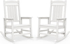 SERWALL Oversized Outdoor Rocking Chairs Set of 2, Oversized HDPE Porch Rockers for Adults, All-Weather Composite Patio Rocking Chairs, White