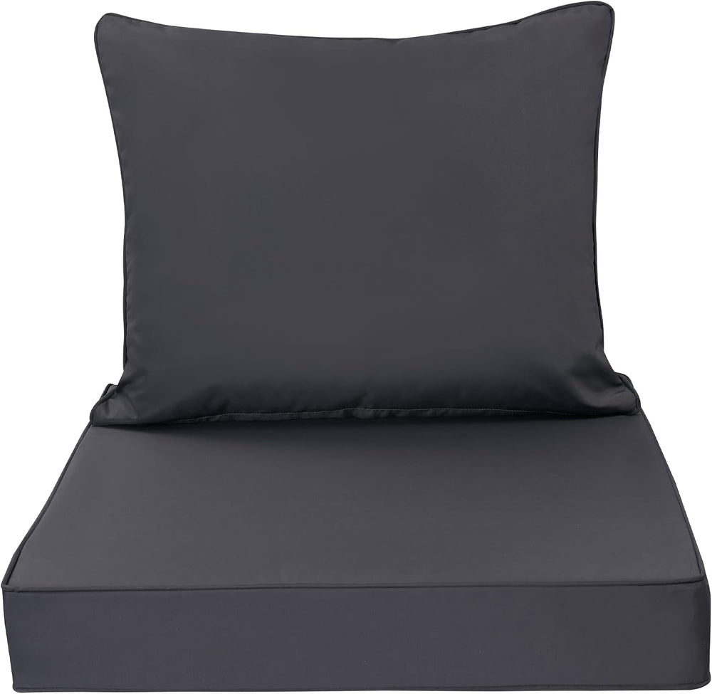 Outdoor Deep Seat Cushion Set, 24 x 24 Inch, Dark Grey