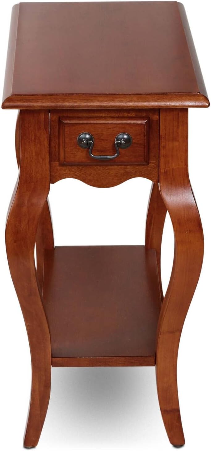 HomeStock Side Table with Drawer & Shelf, French Country Style Accent Table