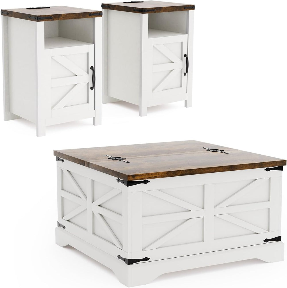 MXV Farmhouse Style 3-Piece Coffee Table Set – Includes 31" Coffee Table...
