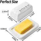 Butter Dish with Lid for Countertop, 7.2" x 4.7" Ceramic Butter Keeper Container, White Butter Holder Tray for East West Coast Butter Stick, Microwave & Dishwasher Safe