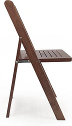 Wood Folding Chairs with Slatted Wooden Seats, Stackable Commercial Seats for Indoor & Outdoor Events, Party, Dining, Set of 2, Slatted Fruitwood