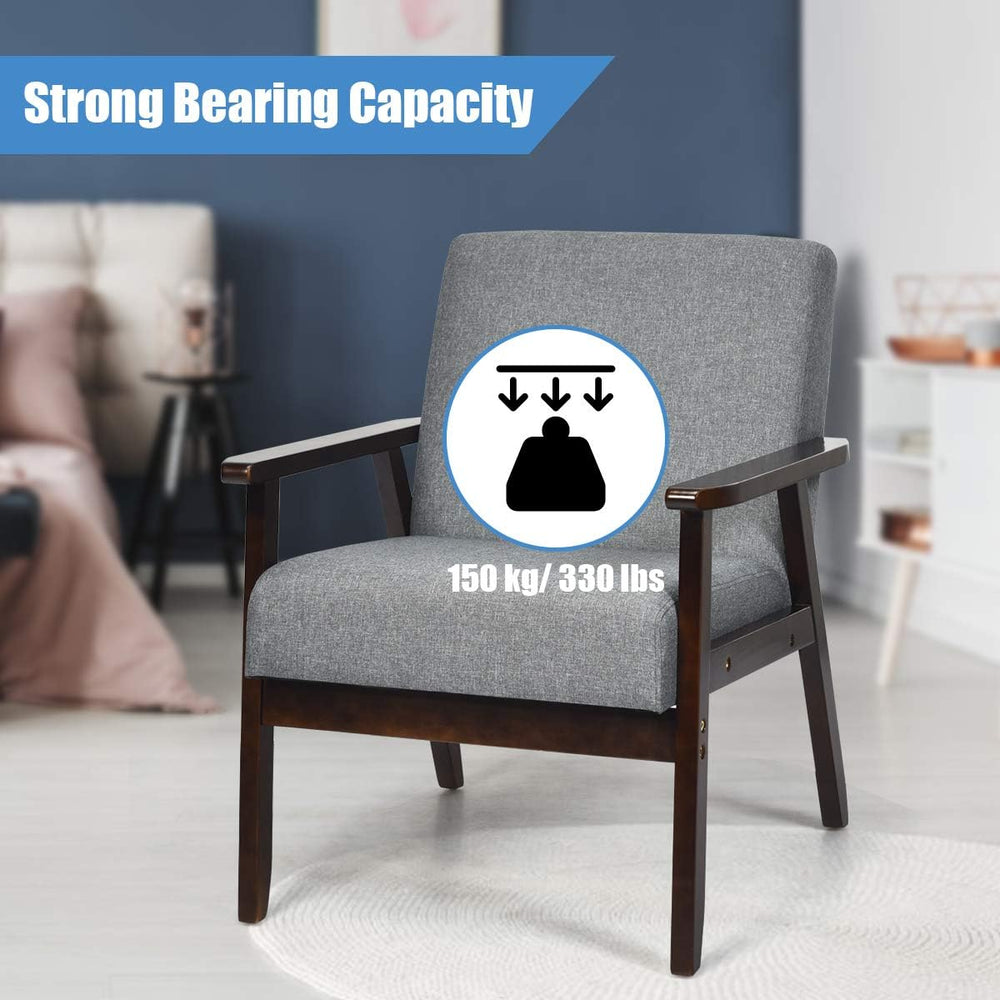 GIANTEX Mid-Century Modern Accent Chair, Retro Fabric Armchair, Solid Hardwoo...