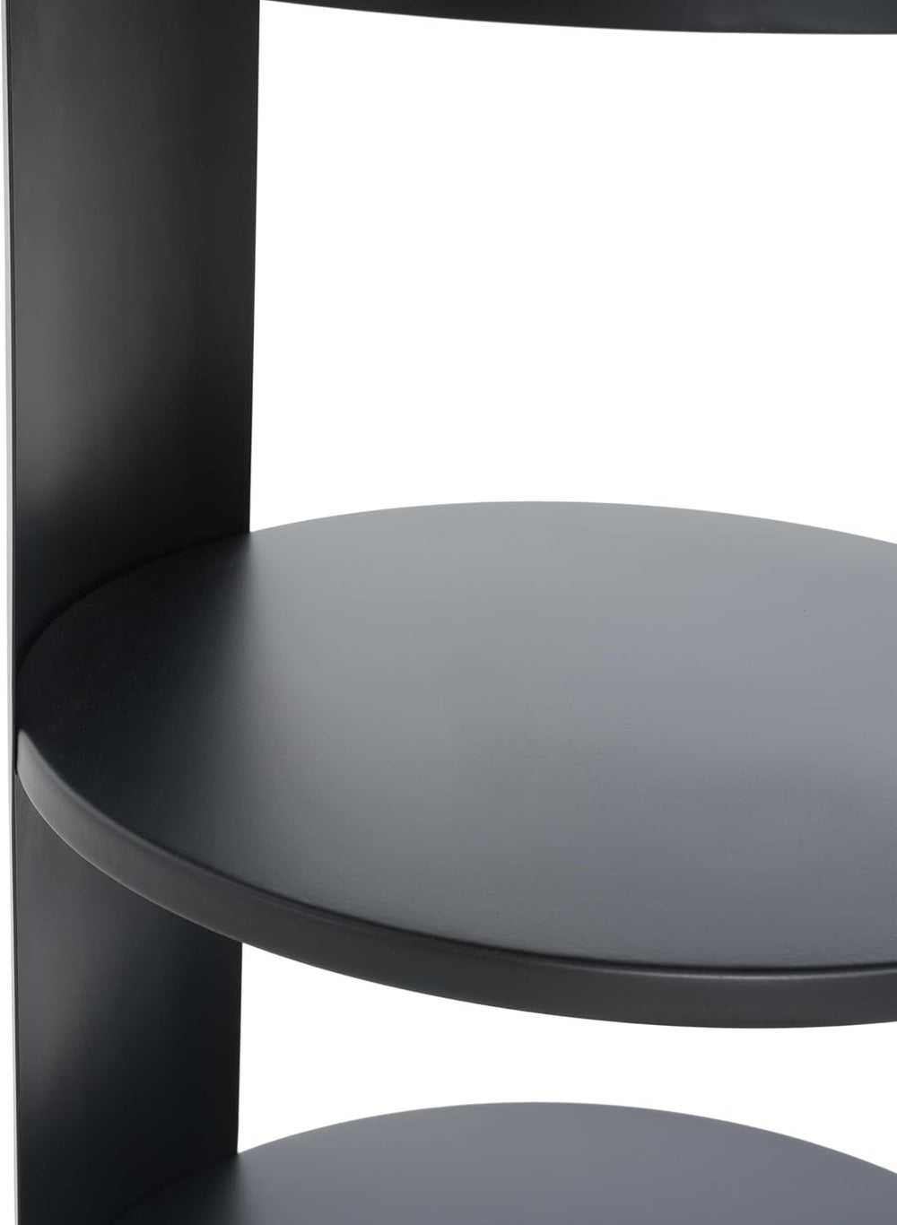 GDFStudio 3-Tier Modern Round Side Table with Sliding Door Storage, Pre-Assem...