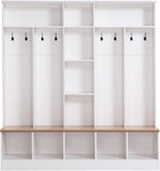 LUMISOL 4-in-1 Hall Tree with Shoe Bench, Cube Storage & Shelves, Wide Entryway Coat Rack with 8 Hooks for Mudroom Living Room, White